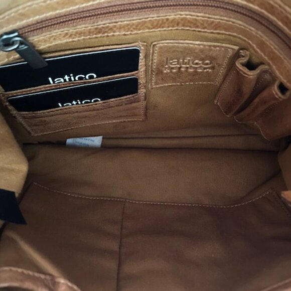 NEW Latico Leathers Cognac Jagger Studded Crossbody Tote - Picture 2 of 10